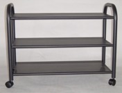 Tech Wide Trolley, Low Height, 3 Shelves - Black Tech Wide Trolley, Low Height, 3 Shelves - Black