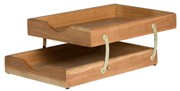 Letter Tray A4, 2 Tier Collapsible, Solid Wood - Cherry
