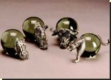 Hippo Small Glass Ball Paperweight - African Theme