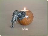 Elephant Wood Candle Holder - Ball - African Theme