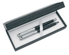 High quality metal pen set in PU gift box. Includes twist type b