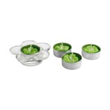 4pc tealight and glass holder - Available in: Blue , Green , Ora