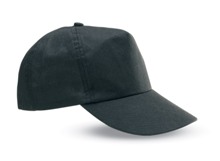 Non woven 5 panel baseball cap with adjustable strap. 80g/m2.