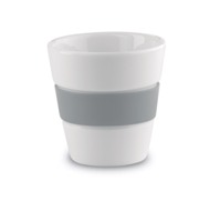 Set of 2 coffee ceramic cup with silicone ring grip. Capacity 10