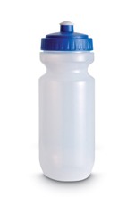 Sport drinking bottle in milky white PE plastic with colourful l