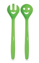 Salad serving set in PP plastic with funny decorative faces. Pre