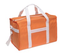 Sport bag in non-woven with white trimmings. It includes one zip