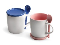 Ceramic Coaster Mug & Spoon - Available many different colours