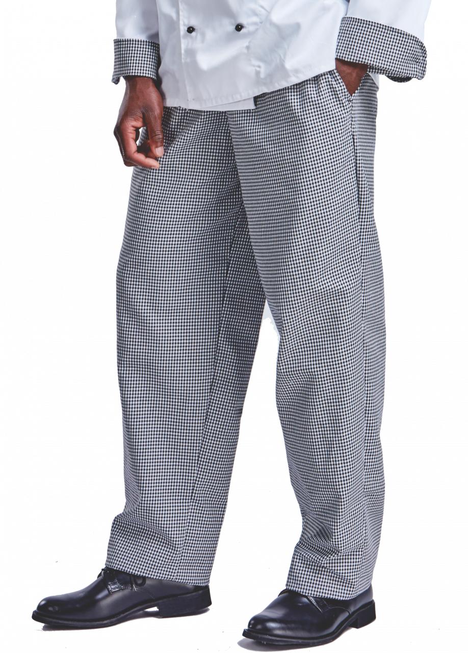 Chef Trousers Poly Cotton Black/White. Small - 3XL