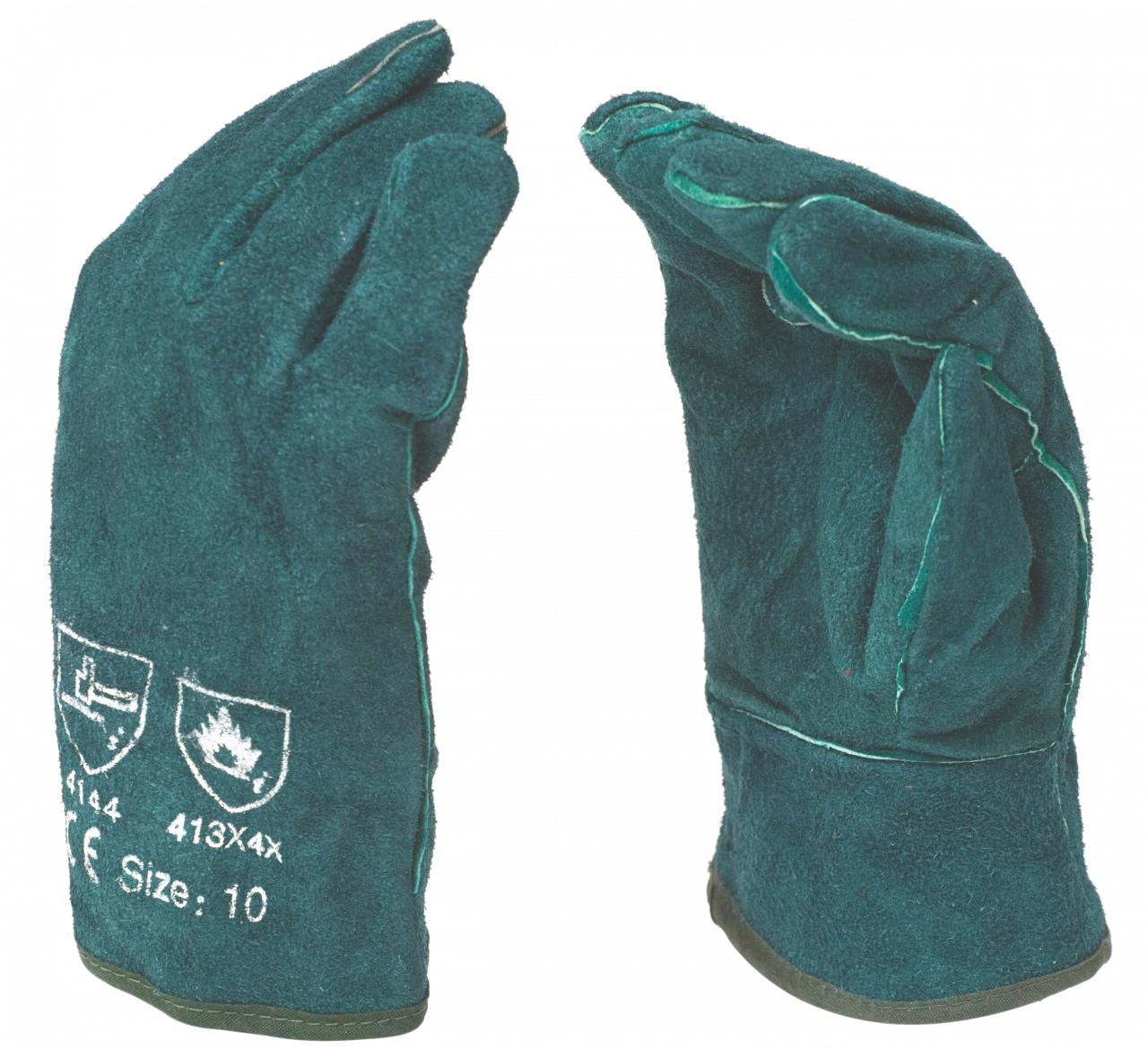 Leather Glove Welding Lined Green 2 inch