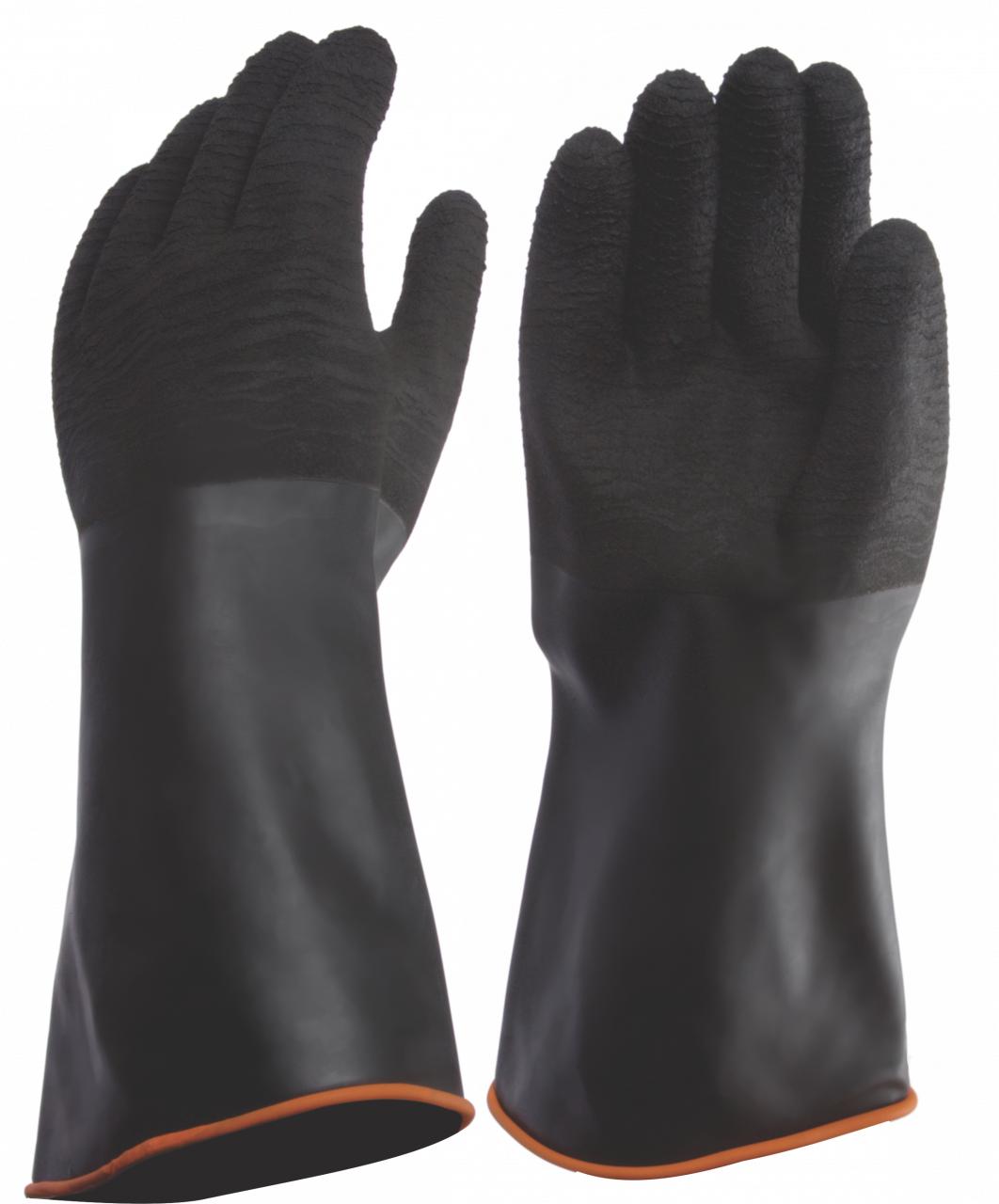Rubber Glove Rough Black/Orange 9 inch