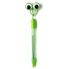 Beady eyed ballpen with clear coloured barrel, matching colour t
