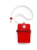 Waterproof first aid kit in a plastic case with carry cord, cont