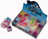 Box with twenty four assorted plastic mind games, size of each g