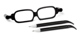 Spectacle shaped plastic ballpens with black ink.  - Available i