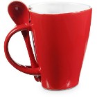Heart shaped porcelain coffee mug (260ml) with integral spoon di