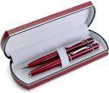 Stylish pen set consisting of a ballpen and rollerpen which are
