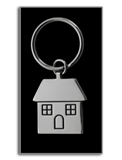 House shaped metal key holder, supplied in a black laminated car