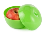 Plastic storage box for an apple.