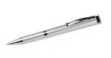 Plastic ballpen with black ink, metal trim parts and integrated