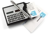 Business card holder plastic with 8 digit calculator and metal b