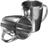 Set of two stainless steel mugs both with a 200ml capacity. - Av