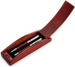 Metal/rosewood ballpen and rollerball in a beech wood case, blac