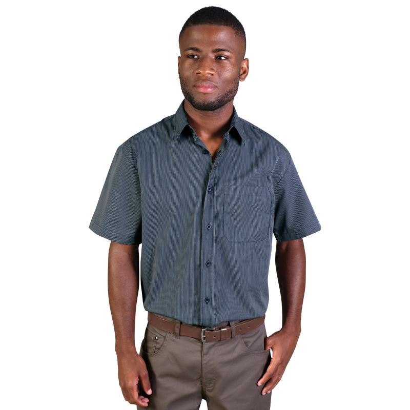 Matthew Shirt Short Sleeve - Stripe 4 - Avail in: Taupe, Deep Re