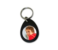 Round Clip In Keyring - Doublesided - Black With 2 X Plastic Ins