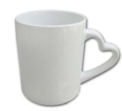 11Oz White Mug With Heart Shaped Handle