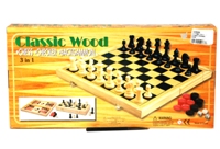 Toy 3 In 1 Classic Wooden Game - Min Order - 10 Units
