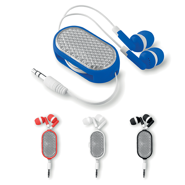 Retractable Earphone with reflective front