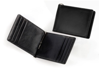 Leather Money Clip & Card Holder - Black