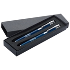 Metal pen and pencil set in a gift box.