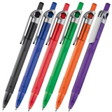 Modern plastic ball pen with silver clip
