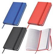 A5 PU hard cover journalwith elastic strap and bookmark.