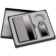 Business card holder & key ring gift set in a black gift box.