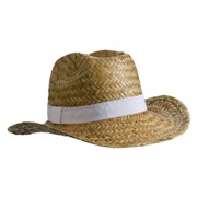 Unisex straw hat with a sweat band on the inner seam.
