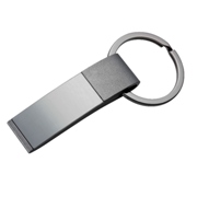 Slanted metal key ring in a gun metal colour finish - supplied i