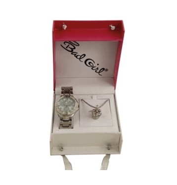 Royalty  Watch & Necklace Gift Set (Silver) Watch
