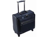 Leather Spinner 4-Wheel Computer Trolley Case - 15.4" - Black -