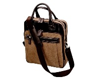 Canvas and Synthetic Leather Upright Travel BagBrown