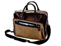 Canvas and Synthetic Leather Executive Business Bag15.4Brown