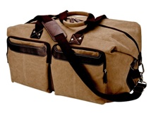 Canvas and Synthetic Leather Weekend Travel BagBrown