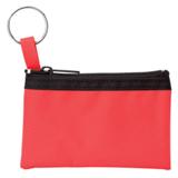 Zippered Pouch With Split Ring - Red