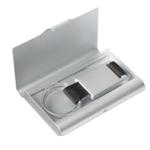 Keychain and Business Card Case Set - Available in: Silver