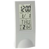 LCD Clock with Calendar Display - White