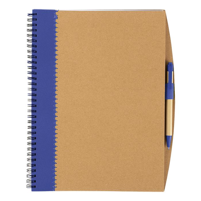 Recycled Cardboard Notebook With Pen - Avail in: Blue, Black or