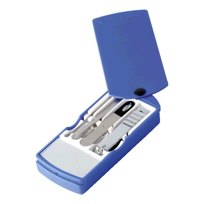 Manicure Set In Plastic Case - Avail in: Blue, Pink or White