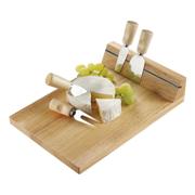 Wooden Cheese Board with Magnetic Strip and 4 Knives
